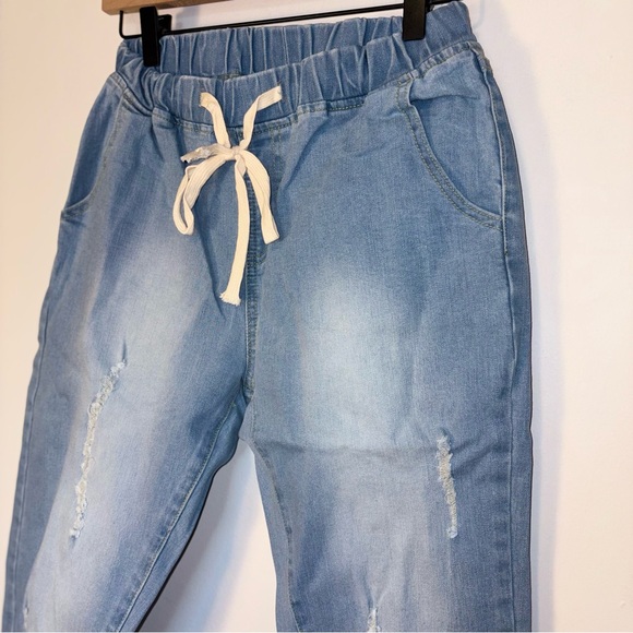 NWT Hayden LA Distressed Light Wash Drawstring Jeggings/Leggings/Jeans Size M - Picture 3 of 9